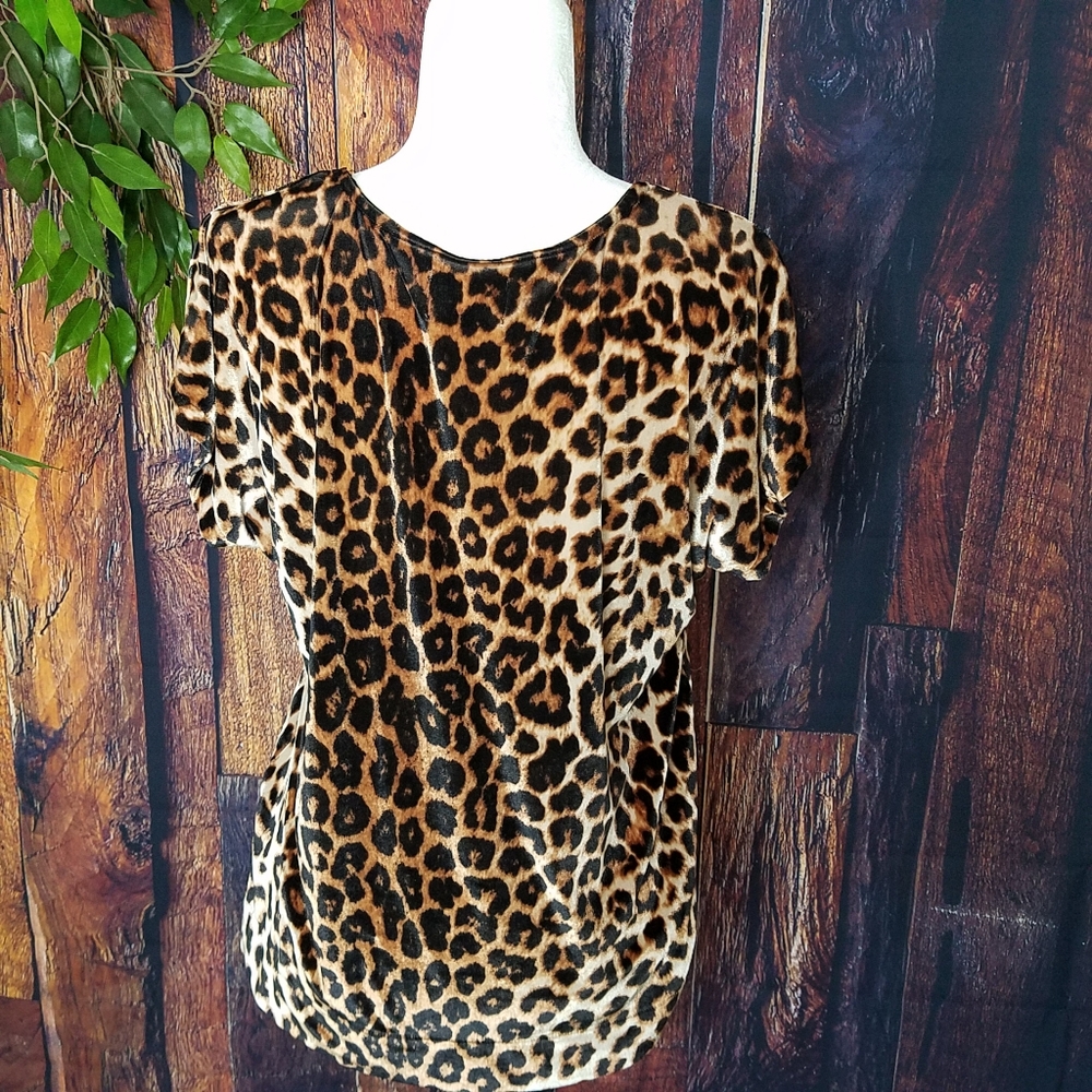 Holly Hock Lucky Brand Leopard Print Velvet Blouse - Picture 4 of 8
